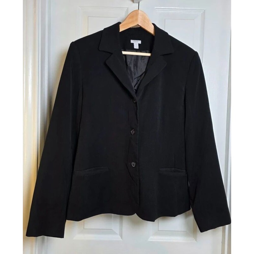 Apt. 9 Black 3-Button Stretch Tailored Blazer Jacket - Women's Size 14